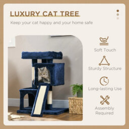 Blue Cat Tree, 83Cm Indoor Cat Scratching Post Climbing Frame - thumbnail 3