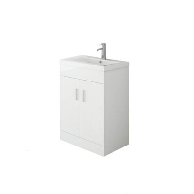 Nes Home Kerley Small Freestanding Bathroom Cloakroom Vanity Cabinet Unit With Basin Sink - image 1