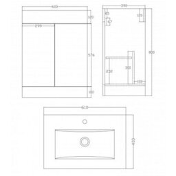 Nes Home Kerley Small Freestanding Bathroom Cloakroom Vanity Cabinet Unit With Basin Sink - thumbnail 2