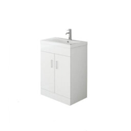 Nes Home Kerley Small Freestanding Bathroom Cloakroom Vanity Cabinet Unit With Basin Sink - thumbnail 1