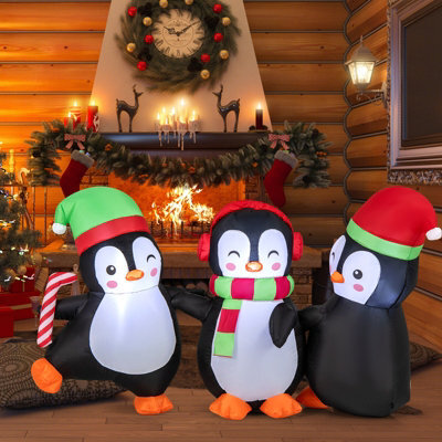 Costway Christmas Inflatables Decoration Led Lighted Xmas Inflatable Penguin Family - image 1