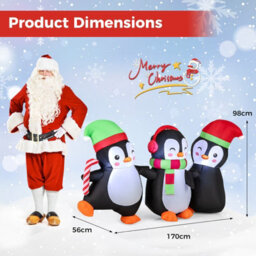 Costway Christmas Inflatables Decoration Led Lighted Xmas Inflatable Penguin Family - thumbnail 3