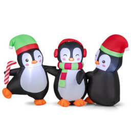Costway Christmas Inflatables Decoration Led Lighted Xmas Inflatable Penguin Family - thumbnail 2