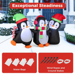 Costway Christmas Inflatables Decoration Led Lighted Xmas Inflatable Penguin Family - thumbnail 7