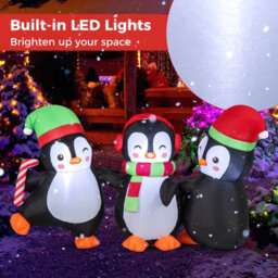 Costway Christmas Inflatables Decoration Led Lighted Xmas Inflatable Penguin Family - thumbnail 4