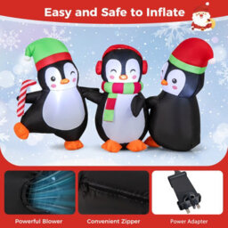 Costway Christmas Inflatables Decoration Led Lighted Xmas Inflatable Penguin Family - thumbnail 6