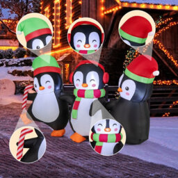 Costway Christmas Inflatables Decoration Led Lighted Xmas Inflatable Penguin Family - thumbnail 8
