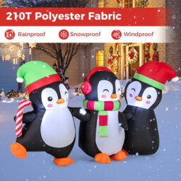 Costway Christmas Inflatables Decoration Led Lighted Xmas Inflatable Penguin Family - thumbnail 5