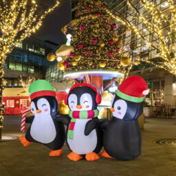 Costway Christmas Inflatables Decoration Led Lighted Xmas Inflatable Penguin Family - thumbnail 9