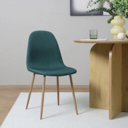 Asteria Dining Chairs Set Of 2 Upholstered Linen Fabric Dark Green Wood Legs - thumbnail 2