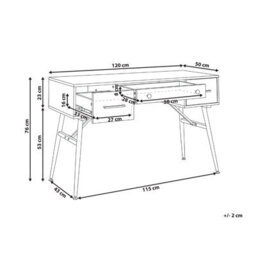 Wyld And Coco Retro White Desk 120 X 50 Cm - Iron Legs, 3 Drawers - thumbnail 4
