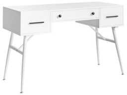 Wyld And Coco Retro White Desk 120 X 50 Cm - Iron Legs, 3 Drawers - thumbnail 3