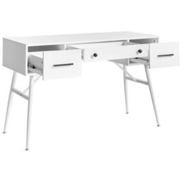 Wyld And Coco Retro White Desk 120 X 50 Cm - Iron Legs, 3 Drawers - thumbnail 5