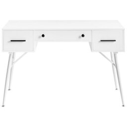 Wyld And Coco Retro White Desk 120 X 50 Cm - Iron Legs, 3 Drawers - thumbnail 1