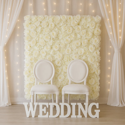 Sandra Chaircovers Rose Wall Collection, 60Cm X 40Cm, Artificial Flower Wall Backdrop Panel With Roses And Hydrangeas, Single, Ivory - image 1