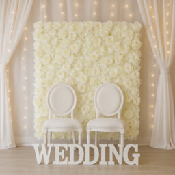 Sandra Chaircovers Rose Wall Collection, 60Cm X 40Cm, Artificial Flower Wall Backdrop Panel With Roses And Hydrangeas, Single, Ivory - thumbnail 1