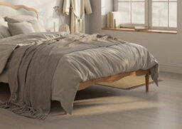 Cream Upholstered And Oak Bed Frame - King Size - thumbnail 5