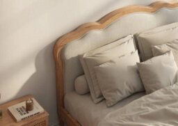 Cream Upholstered And Oak Bed Frame - King Size - thumbnail 3