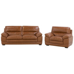 Beliani Living Room Set 4 Seater Horten Leather Brown - thumbnail 1
