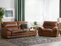 Beliani Living Room Set 4 Seater Horten Leather Brown - thumbnail 2