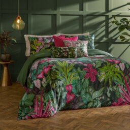 Paoletti Botanical Riches Veadeiros Exotic Floral Duvet Cover Set, Double, Pink/green
