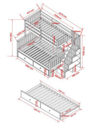 Flair Tag Triple Staircase Bunk Bed With Trundle Navy - thumbnail 7