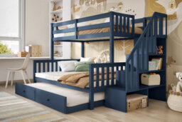 Flair Tag Triple Staircase Bunk Bed With Trundle Navy - thumbnail 5