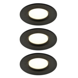 GoodHome Etana Black Non-Adjustable Led Neutral White Downlight 4.7W Ip65, Pack Of 3 - thumbnail 1