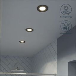 GoodHome Etana Black Non-Adjustable Led Neutral White Downlight 4.7W Ip65, Pack Of 3 - thumbnail 7