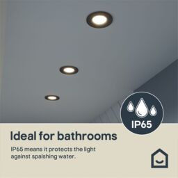 GoodHome Etana Black Non-Adjustable Led Neutral White Downlight 4.7W Ip65, Pack Of 3 - thumbnail 8