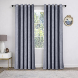Oxford Homeware Eyelet Linen Effect Curtains Grey Fully Lined 100% Blackout Thermal Insulated Curtain Pair (W)168Cmx(L)228Cm
