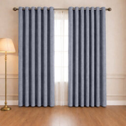Oxford Homeware Eyelet Linen Effect Curtains Grey Fully Lined 100% Blackout Thermal Insulated Curtain Pair (W)168Cmx(L)228Cm - thumbnail 8