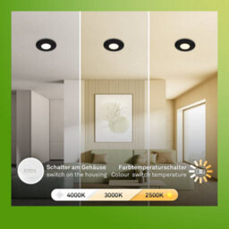 Briloner Recessed Led Spotlights Set 3X 4.9W Bathroom Lights Dimmable Lamp Ip44 Cct Black - thumbnail 7