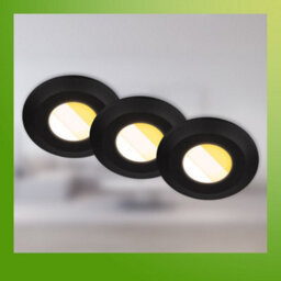 Briloner Recessed Led Spotlights Set 3X 4.9W Bathroom Lights Dimmable Lamp Ip44 Cct Black - thumbnail 2
