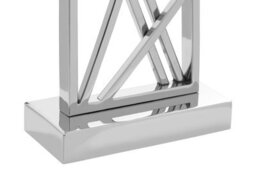 Orsina Square Stainless Steel Table Lamp, Boutique Accent Lamp With Intersecting Steel Frame, Cream Fabric Shade - thumbnail 4