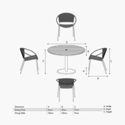 Pacific Lifestyle Dakota Black Outdoor 4 Seater Dining Set - thumbnail 2