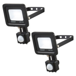 Litecraft 2 Pack Stanley Slimline Black 10 Watt Led Ip65 Outdoor Wall Flood Light With Pir Sensor - thumbnail 1