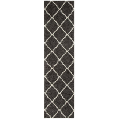 The Rugs Moroccan Shaggy Rugs And Runners Soft High Pile Dark Grey And Ivory Living Room Kitchen Hallway 740 - image 1