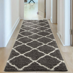 The Rugs Moroccan Shaggy Rugs And Runners Soft  High Pile Dark Grey And Ivory Living Room Kitchen Hallway 740 - thumbnail 4