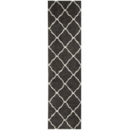 The Rugs Moroccan Shaggy Rugs And Runners Soft  High Pile Dark Grey And Ivory Living Room Kitchen Hallway 740 - thumbnail 1