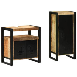 Berkfield Modern Bathroom Furniture Set With Shelf 2 Pcs Brown Solid Mango Wood