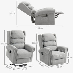 Homcom Power Lift Recliner Chair For Elderly With Remote Control, Grey - thumbnail 3