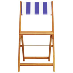 Berkfield Folding Garden Chairs 8 Pcs Blue And White Fabric And Solid Wood - thumbnail 4