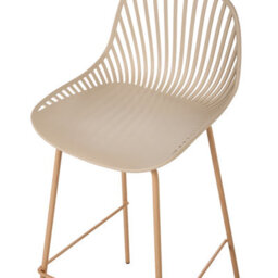 Wyld And Coco Set Of 4 Beige Bar Stools With Synthetic Seats And Wood-Look Iron Legs For Dining And Kitchen Islands - thumbnail 6