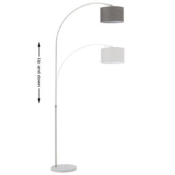 Darphe Grey Adjustable Arch Floor Lamp With Marble Base & Fabric Shade (131-186Cm) - thumbnail 7