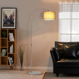 Darphe Grey Adjustable Arch Floor Lamp With Marble Base & Fabric Shade (131-186Cm) - thumbnail 2
