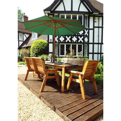 Marlborough Traditional 8 Seater Table Set With 2 X Chair Cushion, 2 X Winchester Cushion, 1 X Green Parasol & Base & 1 X Cushion Storage Bag - image 1