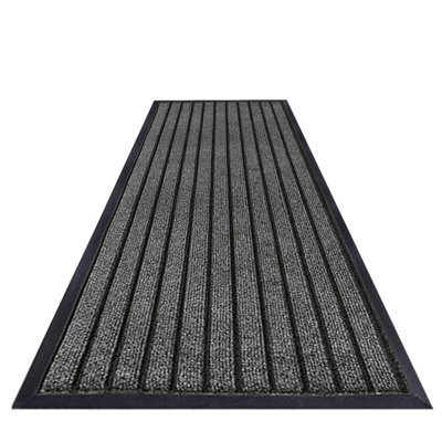 Imperial Rooms Dirt Absorbent Grey Rubber Mat Non Slip Washable Striped Barrier Mat 0.8M X 1.5M - image 1
