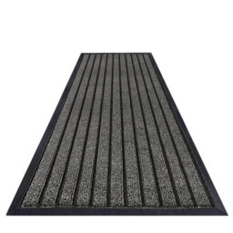Imperial Rooms Dirt Absorbent Grey Rubber Mat Non Slip Washable Striped Barrier Mat 0.8M X 1.5M - thumbnail 1