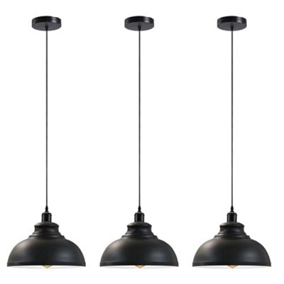 3 Pack Of Ceiling Pendant Light Fixture With 95Cm Adjustable Cable, Vintage 29Cm Curvy Metal Shade - image 1